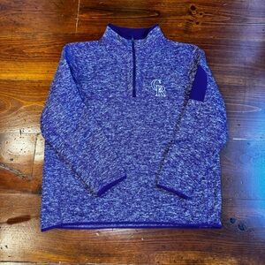 Colorado Rockies Women/Men's Antigua Purple Heathered Quarter-Zip Sweater. 2XL